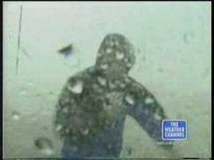 reporter reporting live from the eye of the storm